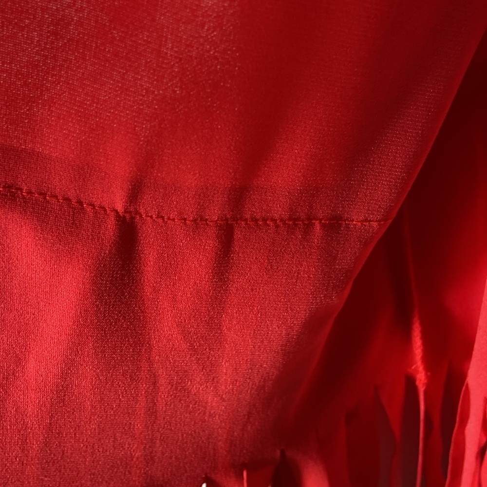 Attitudes by Renee Como Jersey Fringe Jacket Cardigan Topper Tomato Red M New - Picture 10 of 14